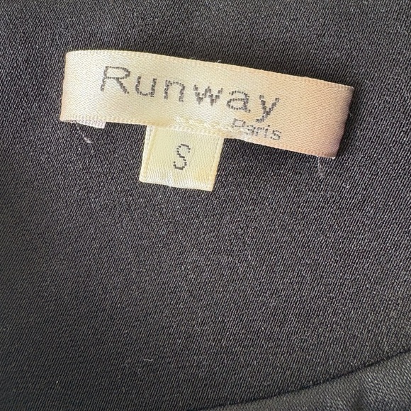 Runway Little Black Dress Size S Faux Leather Shoulders Goth Whimsy - Picture 3 of 10